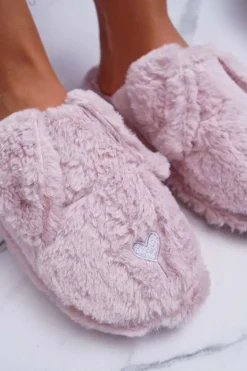Kapcie Damskie SOXO Puchate Pieski z Uszami Różowe