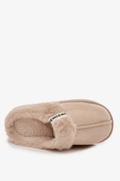 Kapcie Damskie Z Futerkiem Jasnobeżowe Parisse