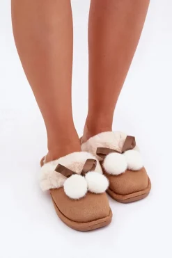 Kapcie Damskie Z Futerkiem Camel Nartani