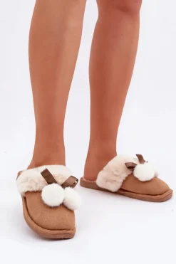 Kapcie Damskie Z Futerkiem Camel Nartani