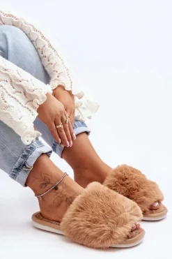 Kapcie Damskie Z Futerkiem Beżowe Vienitta