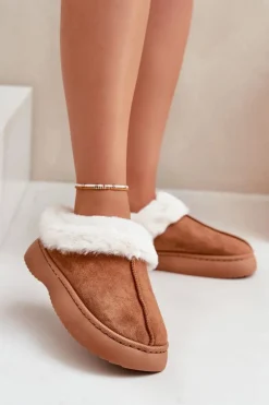 Kapcie Damskie Z Futerkiem Camel Zinntia