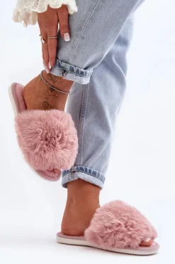 Kapcie Damskie Z Futerkiem Różowe Vienitta
