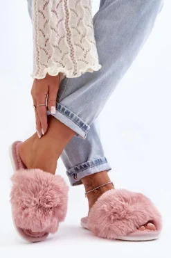 Kapcie Damskie Z Futerkiem Różowe Vienitta