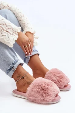 Kapcie Damskie Z Futerkiem Różowe Vienitta
