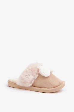 Kapcie Damskie Z Futerkiem Beżowe Nartani