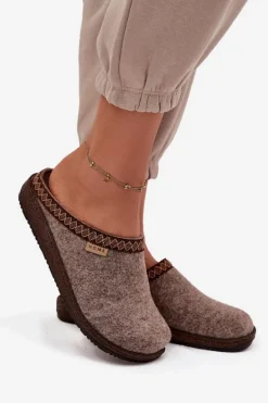 Kapcie Damskie Z Haftem Inblu NL000009 Ciemnobeżowe