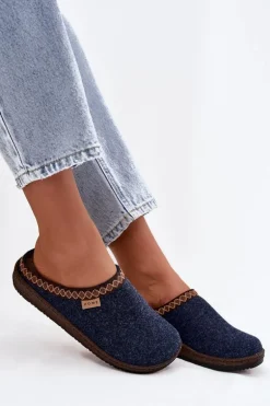 Kapcie Damskie Z Haftem Inblu NL000009 Granatowe