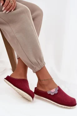 Kapcie Damskie Z Kwiatkiem Inblu CS000043 Bordowe