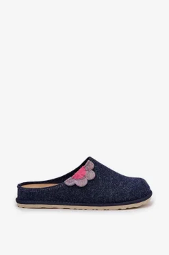Kapcie Damskie Z Kwiatkiem Inblu CS000043 Granatowe
