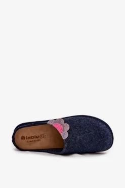 Kapcie Damskie Z Kwiatkiem Inblu CS000043 Granatowe