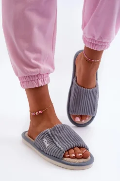 Kapcie Damskie Z Przeszyciami Niebieskie Marique