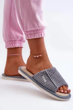 Kapcie Damskie Z Przeszyciami Niebieskie Marique