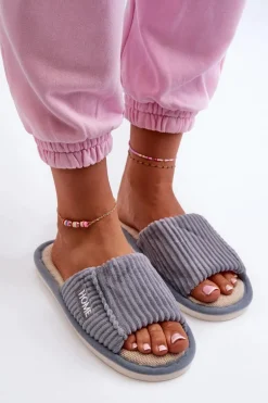 Kapcie Damskie Z Przeszyciami Niebieskie Marique