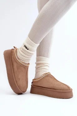 Kapcie Na Grubej Podeszwie Z Eko Zamszu Beżowe Sylva