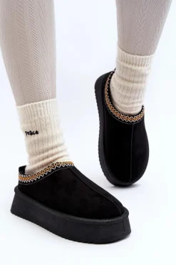 Kapcie Na Grubej Podeszwie Z Eko Zamszu Czarne Sylva