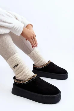 Kapcie Na Grubej Podeszwie Z Eko Zamszu Czarne Sylva