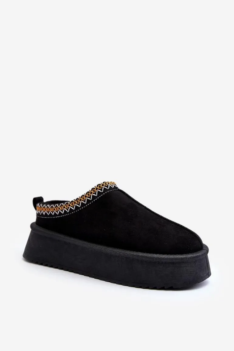 Kapcie Na Grubej Podeszwie Z Eko Zamszu Czarne Sylva