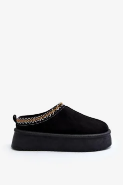 Kapcie Na Grubej Podeszwie Z Eko Zamszu Czarne Sylva