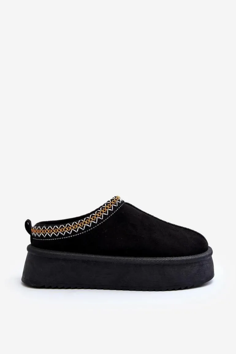 Kapcie Na Grubej Podeszwie Z Eko Zamszu Czarne Sylva