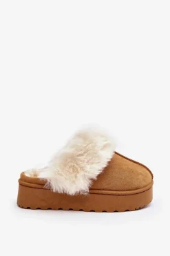 Kapcie Śniegowce Damskie Na Platformie Camel Phiniopis