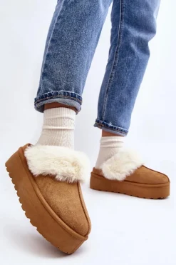 Kapcie Śniegowce Damskie Na Grubej Podeszwie Camel Starlyn