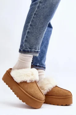 Kapcie Śniegowce Damskie Na Grubej Podeszwie Camel Starlyn