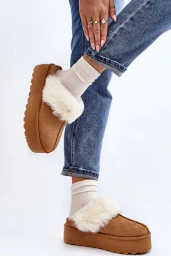 Kapcie Śniegowce Damskie Na Grubej Podeszwie Camel Starlyn