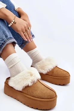 Kapcie Śniegowce Damskie Na Grubej Podeszwie Camel Starlyn