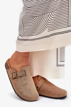 Klapki Chodaki Damskie i Na Platformie Z Klamrą Khaki Selio