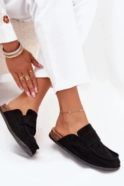 Klapki Chodaki Damskie Na Korkowej Platformie Czarne Nivalia