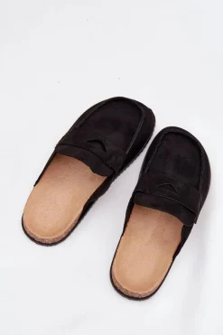 Klapki Chodaki Damskie Na Korkowej Platformie Czarne Nivalia