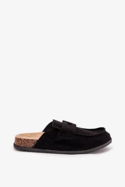 Klapki Chodaki Damskie Na Korkowej Platformie Czarne Nivalia