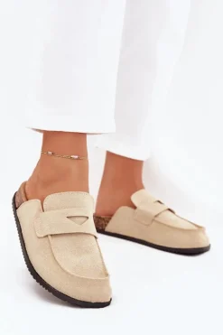 Klapki Chodaki Damskie Na Korkowej Platformie Beżowe Nivalia