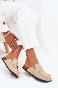 Klapki Chodaki Damskie Na Korkowej Platformie Beżowe Nivalia