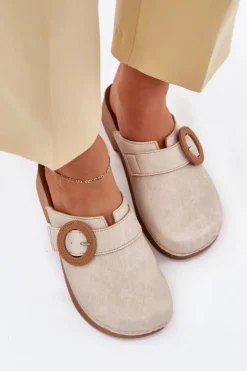 Klapki Chodaki Damskie Z Klamrą Inblu TF000001 Beżowe