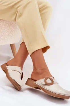 Klapki Chodaki Damskie Z Klamrą Inblu TF000001 Beżowe