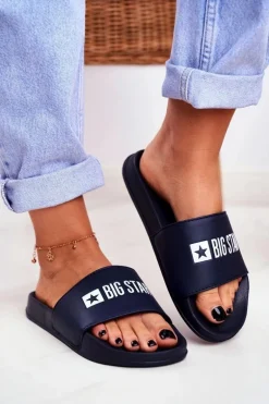 Klapki Damskie Big Star Klasyk Granatowe GG274043