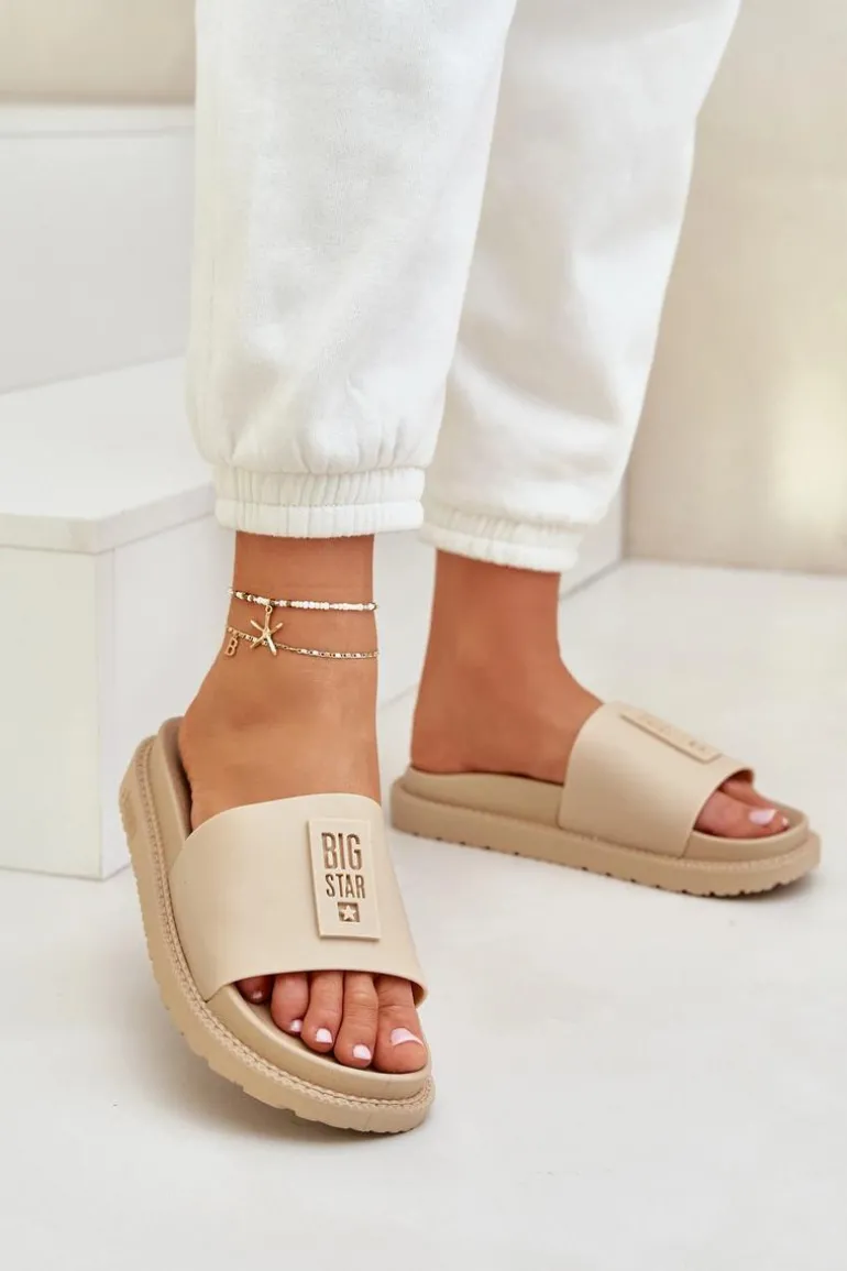 Klapki Damskie Big Star LL274A210 Beżowe
