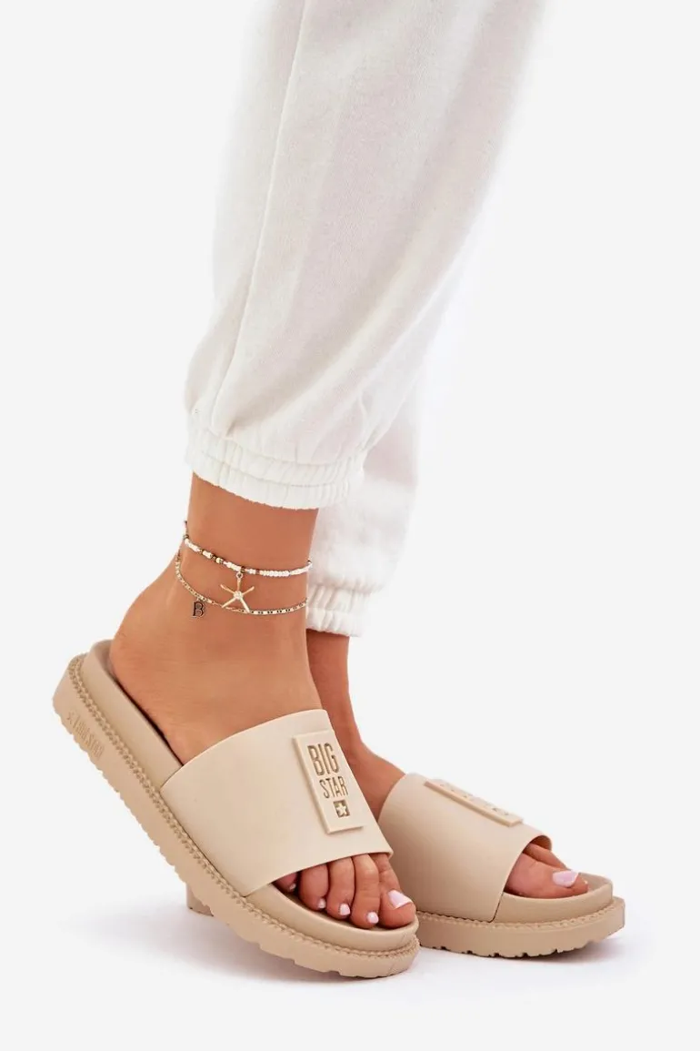 Klapki Damskie Big Star LL274A210 Beżowe