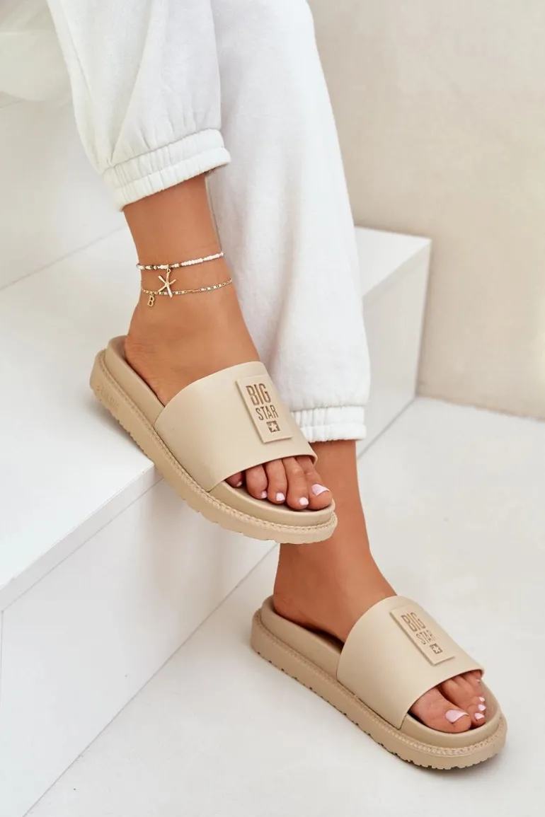 Klapki Damskie Big Star LL274A210 Beżowe