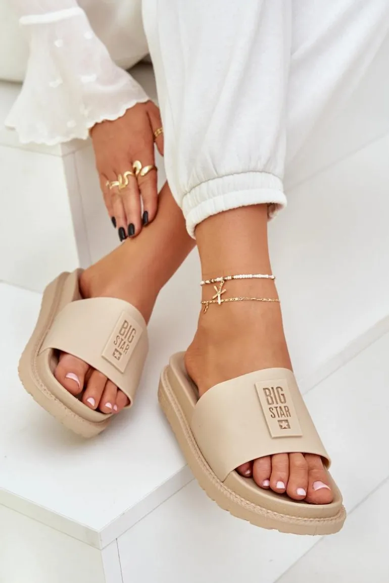 Klapki Damskie Big Star LL274A210 Beżowe