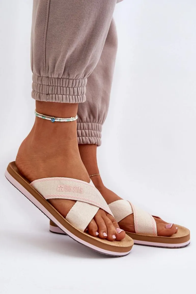 Klapki Damskie Big Star NN274A057 Beżowe