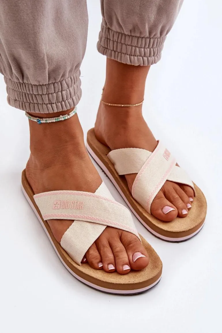 Klapki Damskie Big Star NN274A057 Beżowe