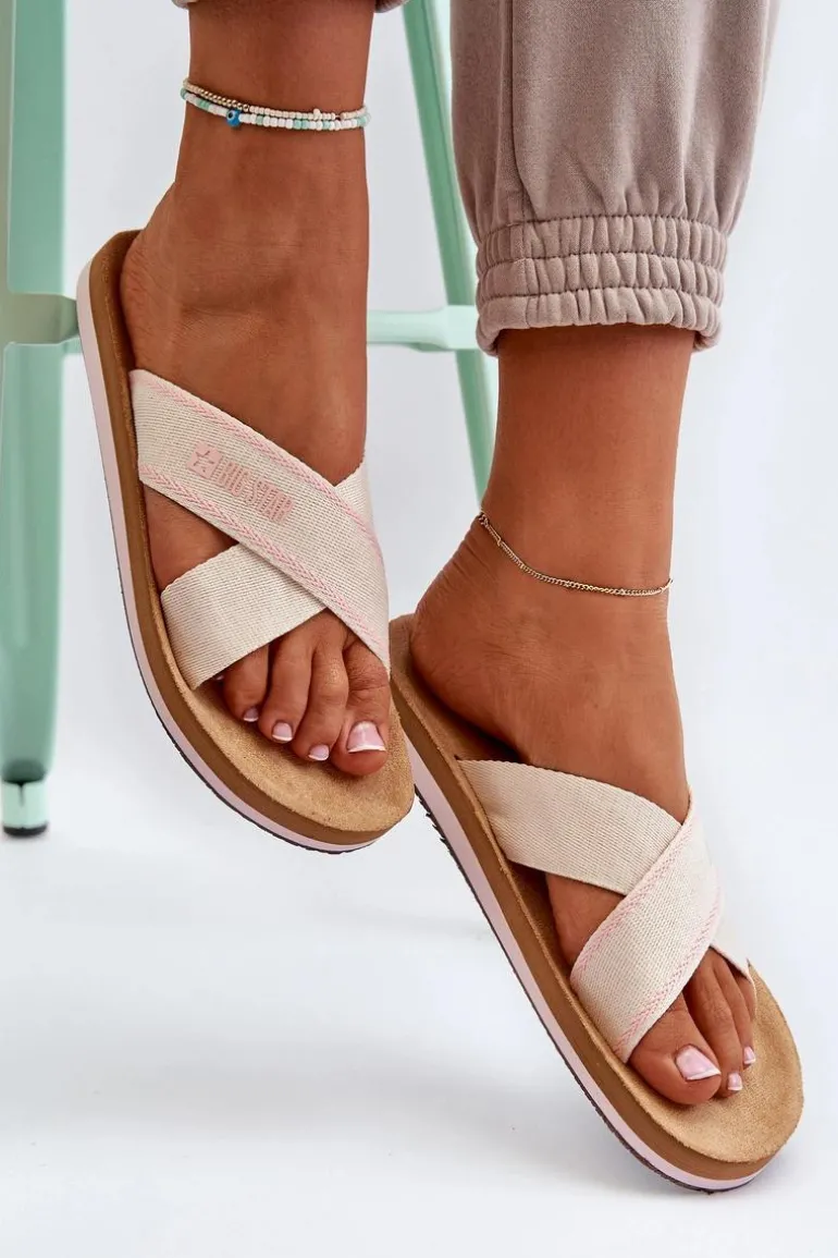 Klapki Damskie Big Star NN274A057 Beżowe