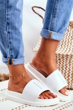 Klapki Damskie Big Star na Platformie Białe FF274812