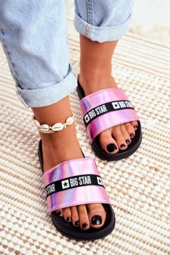 Klapki Damskie Big Star Różowe Holo GG274A008