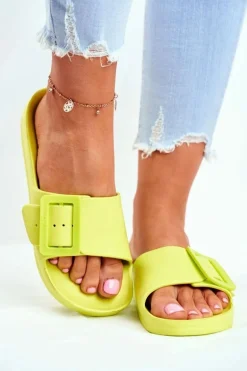 Klapki Damskie Big Star z Klamrą Zielone FF274A390