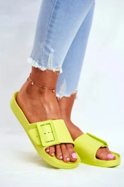 Klapki Damskie Big Star z Klamrą Zielone FF274A390