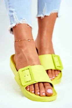 Klapki Damskie Big Star z Klamrą Zielone FF274A390